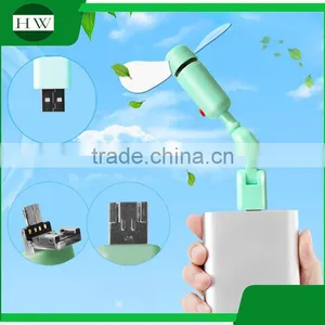 2 in 1 Adjustable Led Light Temperature Foldable Portable Otg Mini Usb Micro Pocket Fan for Tablet Mobile Phone Power thumbnail-1