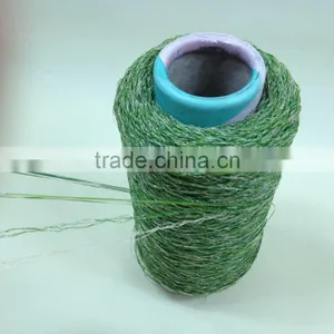 100% High Quality Olive Green PE Straight & PP Curl Artificial Landscaping Grass Yarn thumbnail-1