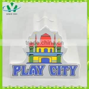 Ceramic Piggy Bank Counting Money Castle House thumbnail-1