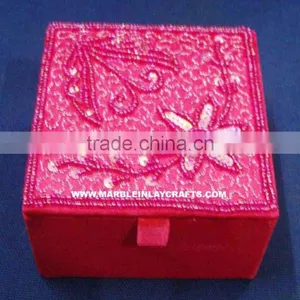 Pink Color Zari Embroidery Box thumbnail-1
