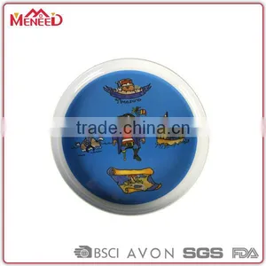 Bule Cartoon Printing Round Durable Dailly Use Manufacture Cheap Porcelain Dinner Plate thumbnail-1