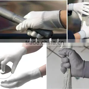 Yellow PU Gloves With Knit Wrist White PU Coated Glove thumbnail-4