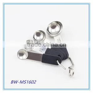 Black Handle 4pcs Stainless Steel Measuring Spoons thumbnail-1