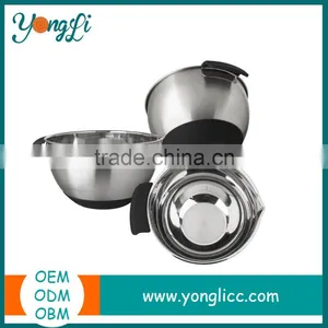 Home Silicone Handles Measuring Bowls 3 Piece Stainless Steel Mixing Bowl Set thumbnail-3