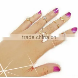 Wholesale Fashion Jewelry Six Finger Rings Set Gold Finger Ring Set Midi Ring Set thumbnail-1