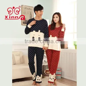 Catton Dog Print Dot Cotton Funny Couples Pajamas thumbnail-1