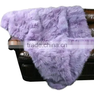 CX-D-123 Home Decora Patchwork Fox Fur Throw Blanket thumbnail-5