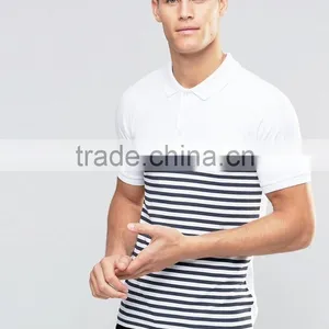 MGOO Customzied Black And White Stripe Polo Shirts Short Sleeves Muscle Shirts In Rib thumbnail-2