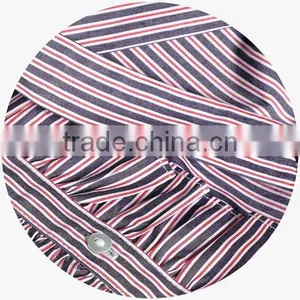 Wholesale 2017 Custom Ladies Fashion Frill Blouse Stripes Relaxed Ruffle Shirts thumbnail-3