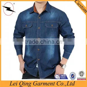 Men Clothing Casual Mens Long Sleeve Denim Shirts Jeans Mens Shirts thumbnail-1
