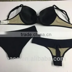 Factory Custom Make Model Fancy Black Briefs Bra Set Transparent Sexy See Trough Women Underwear thumbnail-1