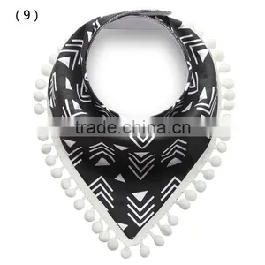 S17223A Soft Organic Cotton Baby Bandana Drool Bibs With Pom-Pom thumbnail-5
