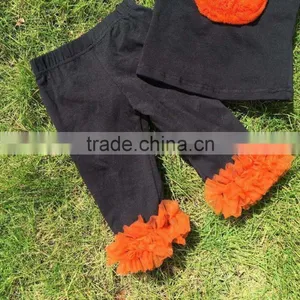 Girls Boutique Halloween Outfits Kids Ruffle Pants Sets Girls Halloween Clothes Necklace and Headband thumbnail-4