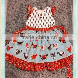 2017 Thanksgiving Girl Fashion Summer Small Fly Sleeve Chicken Pattern Dress thumbnail-1