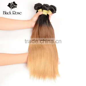 Color 1b/4/27# Straight Wave High Quality Brazilian Hair Weave Blonde and Brown thumbnail-3