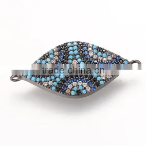 Fashion Jewelry Cubic Zirconia Micro Pave Horse Eye Brass Connector thumbnail-1