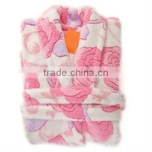 100% Soft Coral Polyester Bathrobe thumbnail-1