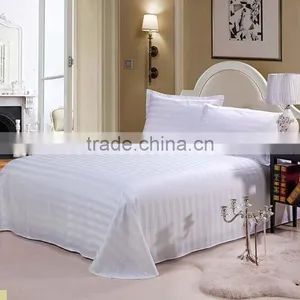 100% Cotton Duvet Cover Sets 3cm Strips Jacquard Design White Color Bed Sheets Sets thumbnail-2