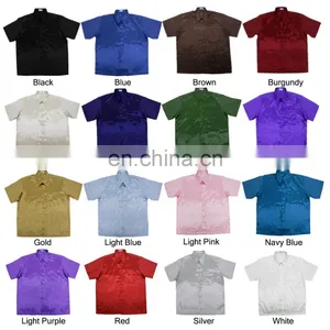 Lofbaz Men Casual Camp Work Everyday Button Down Plain Short Sleeve Shirts thumbnail-1