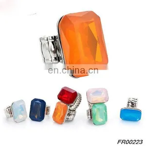 Fashion Rectangle Zircon Ring Stretched Knuckle Ring 7 Colors In Stock thumbnail-1