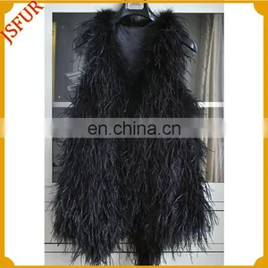 2015 Black Ostrich Feather Vest Women's Fur Vest With Real Ostrich Feather thumbnail-1