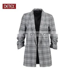 Factory OEM Casual T/R Check Women Blazer thumbnail-1