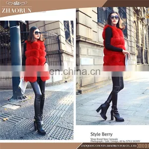 2016 Top Sell Real Whole Skin Fur Gilet Genuine Natural Fox Fur Vest Women thumbnail-1