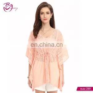 2017 Korean New Style Thread Ladies Transparent Blouse With Lace thumbnail-1