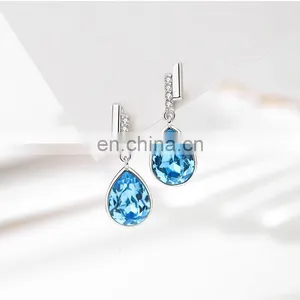925 Sterling Silver Needle Heart Earrings Made With Austrian Crystals Birthstone Jewelry Gifts for Women thumbnail-2
