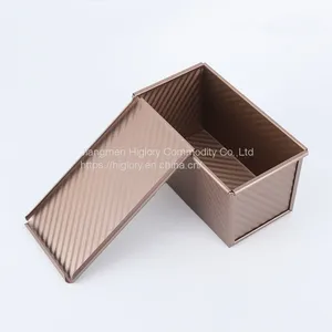 Carbon Steel Wholesale Custom Cuboid Rose Gold Non Stick Toast Box Loaf Baking Pan Toast Bread Mold With Lid thumbnail-2