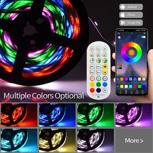 Full Rgb Kit Music 21key Control SMD 5050 5M Blue Tooth Digital RGB LED Strip Light Kit App Control thumbnail-2