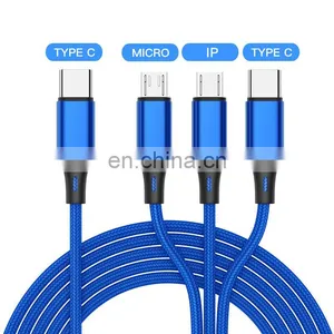 Wholesale 3 in 1 Usb Charger Cable Multiple Micro Usb Cable Type-c USB Charging Data Cable thumbnail-3