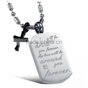 Wholesale Stainless Steel Square Plate With Letter Pendant for Lovers Small MOQ and Mix Order thumbnail-2