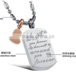 Wholesale Stainless Steel Square Plate With Letter Pendant for Lovers Small MOQ and Mix Order thumbnail-3