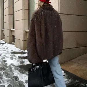 2025 Women’s Faux Fur Coat With Lapel Collar – Trendy and Cozy Fall Winter Wholesale Clothing thumbnail-2