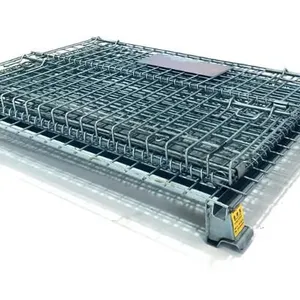 Folding Zinc Coated Warehouse Steel Mesh Storage Cage Stillage thumbnail-2