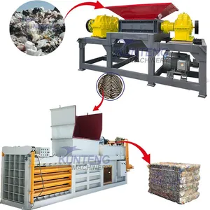 Corn Cob Straw Shredding and Baling Production Line Dual Axis Fabric Shredder EPC thumbnail-1