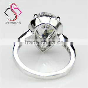 Pear Cut Moissanite Solitaire 2 Carat Water Drop 10*7mm Center 14k White Gold Wedding Engagement Ring thumbnail-2