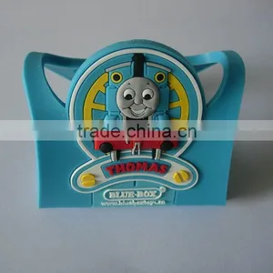 Blue Color Cartoon Car Bus Embossed Logo Soft Pvc Phone Holder thumbnail-1