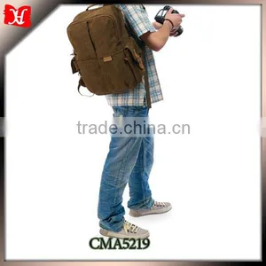 2014 Brown Canvas Camera Backpack for Men Camera Laptop Backpack thumbnail-1