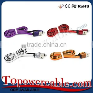 Factory Supply Wholesale Long Flat Noodle Nylon Braided USB Data Cables thumbnail-3