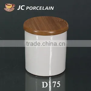 Ceramic Canister Jar With Wooden Lid thumbnail-3