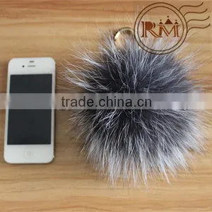 Factory Wholesale 14cm Fox Fur Pom Pom Ball for Cellphone thumbnail-1