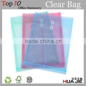 Office A4 FC Size Clear Plastic Bag pp File Folder Document Bag With String Lock thumbnail-1