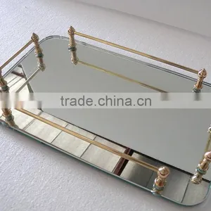 Vintage Gold Rail 1-tier Rectangular Mirror Vanity Tray Towel Tray Vanity Shelf thumbnail-1