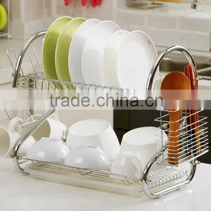 Double Layers Stainless Steel Dish Rack Kitchen S Type Double Bowl Kitchen S Type Double Bowl Dish Rack, thumbnail-1