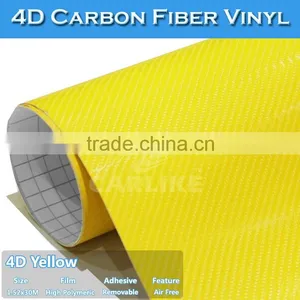 Yellow Carbon Fiber 4D Auto Body Cover Sticker Foil With Air Channels on The Backside 5FTx98FT 1.52x30M thumbnail-3