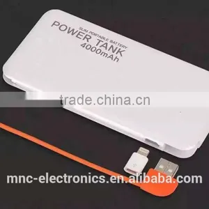 Built in Micro Usb Cable Slim 4000mAh Promotional Power Bank Charger With Full Color Logo Printing thumbnail-2