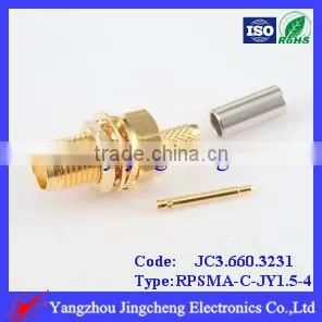 RPSMA Female Body With Male Pin Crimp Straight for RG316 Cable Bulkhead Connector thumbnail-1