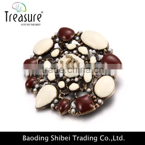 2015 Latest New Design Coffee Color Flower Oil Drop Brooch High Quality Hot Selling Brooch Wholesale thumbnail-3